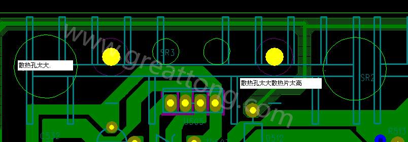 PCB設(shè)計(jì)中，散熱孔散熱片設(shè)計(jì)不當(dāng)，造成很多電源板斷裂