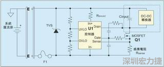 圖1：一個(gè)簡(jiǎn)單的-48V熱插拔電路。