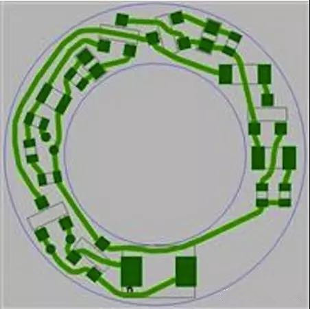 圖6：PCB布線例子：(a)拓?fù)涫阶詣?dòng)布線器(完成了100%導(dǎo)線的布線)；