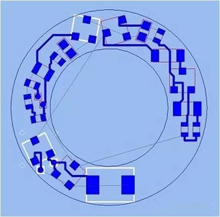 (b)基于最佳形狀的自動(dòng)布線器(完成了56.3%的導(dǎo)線布線)；